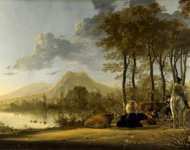 Aelbert Cuyp - River Landscape with Horseman and Peasants